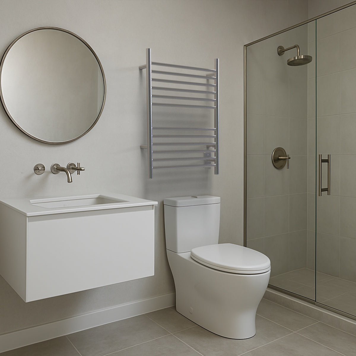 Amba Cape Straight Towel Warmer, 12 Bars, Plug-In or Hardwired, W 23" H 31.5"