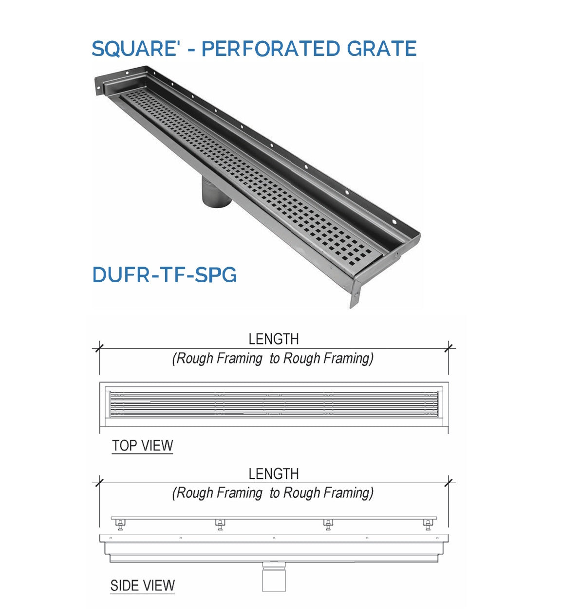 Drains Unlimited 42 Inch Wall-to-Wall Linear Shower Drain, Polished Square Design
