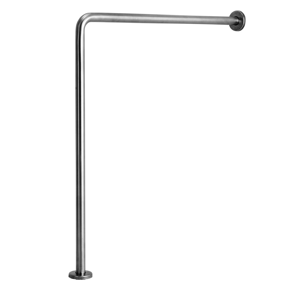 90 Degrees Floor-to-Wall Grab Bar with Reversible Support Leg, White Vinyl-Coated