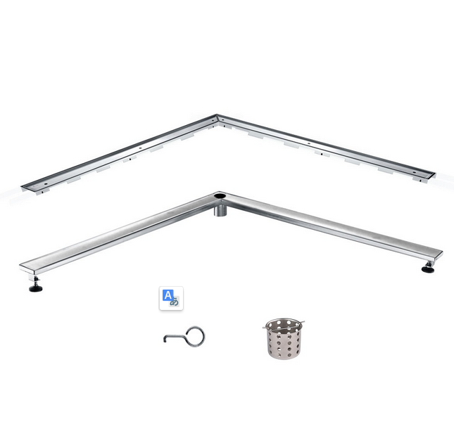 Tile Insert Corner Drain, Dawn Colorado River Series, L-Shaped Tile Insert Linear Drain, 36 Inch