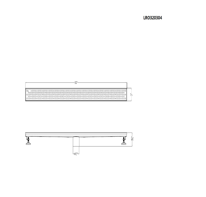 12 Inch Linear Drain with Leveling Feet, Dawn USA Rio Orinoco River Series