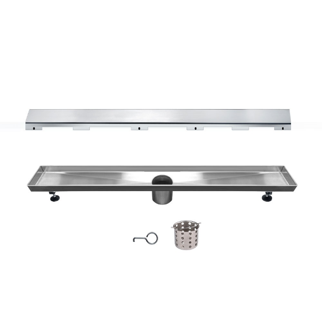 12 Inch Linear Drain with Adjustable Leveling Feet, Dawn USA Volga River Series