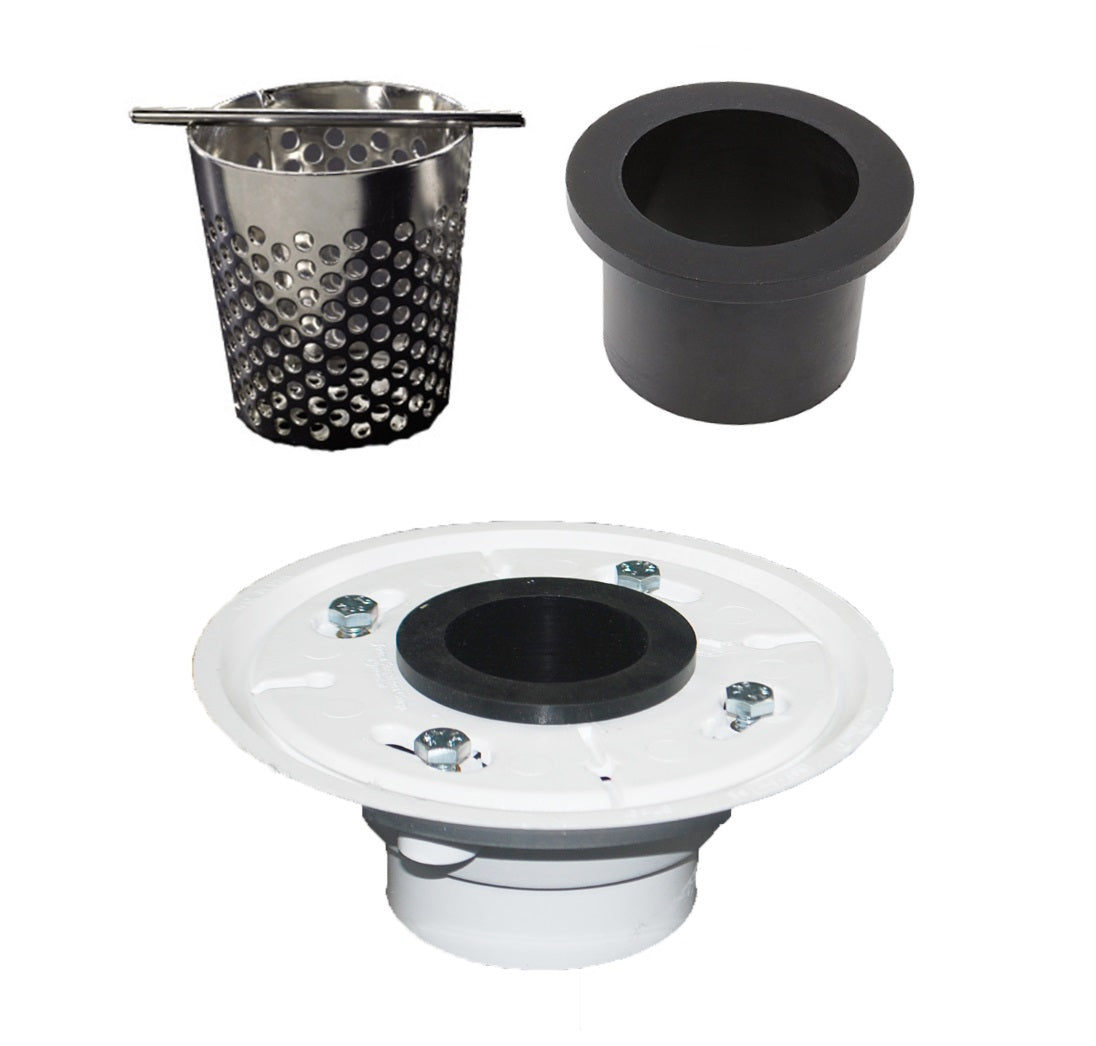 6 Inch Bronze Square Shower Drain with Hair Trap and Base Flange Kit – Broken Lane Design