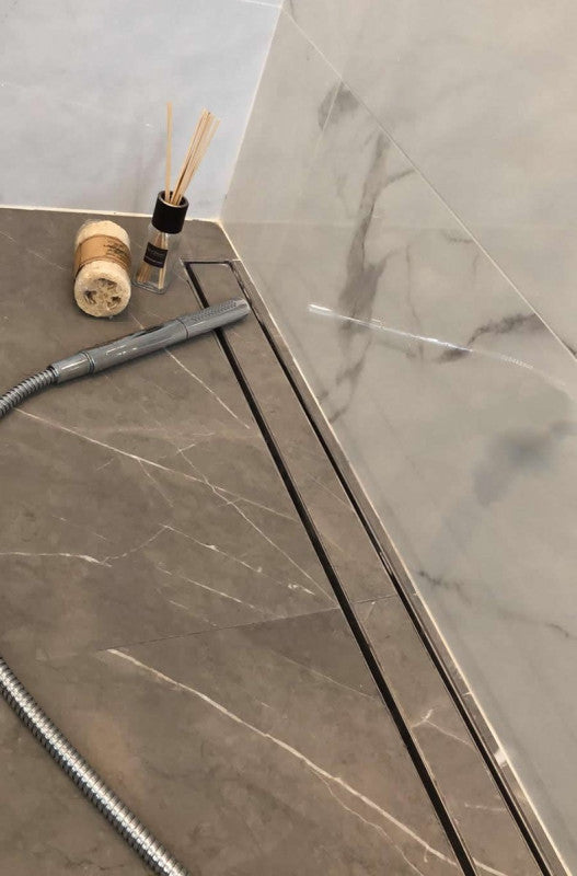 72 Inch Tile Insert Linear Shower Drain, Brushed Stainless Steel | SereneDrains
