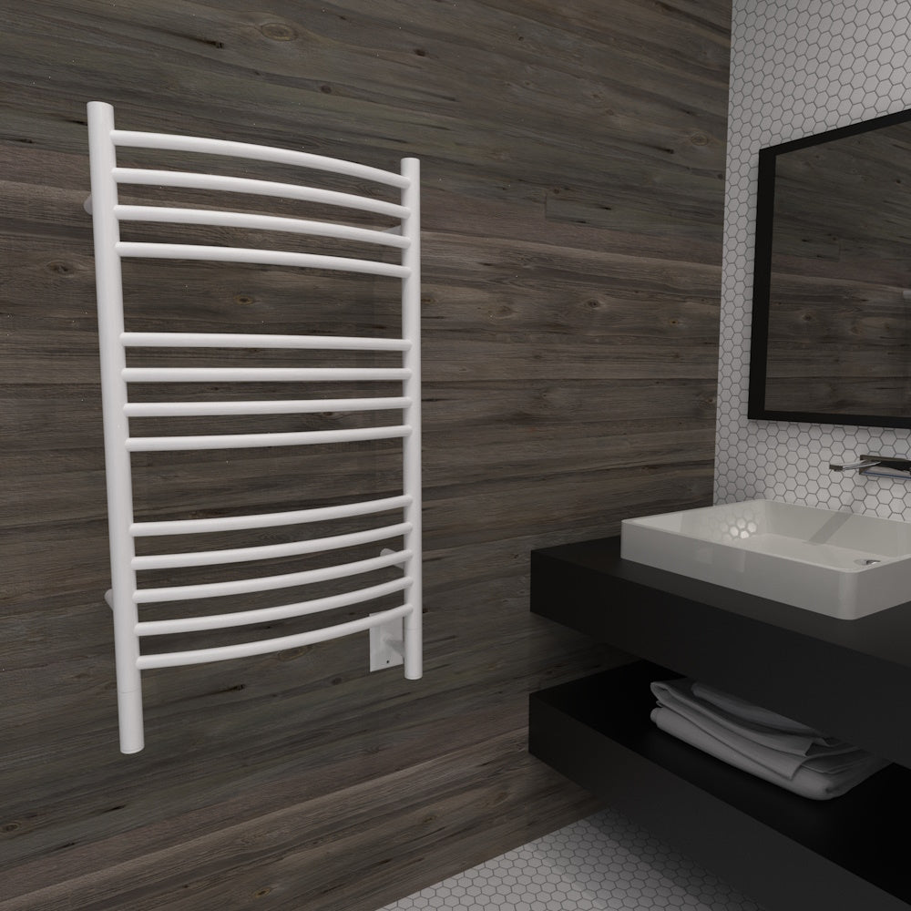 White Shower Theme Amba Towel Warmer