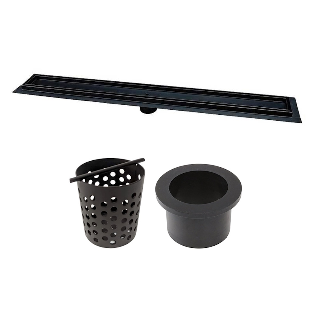 SereneDrain Matte Black Tile Insert Linear Drains with Free Hair Trap