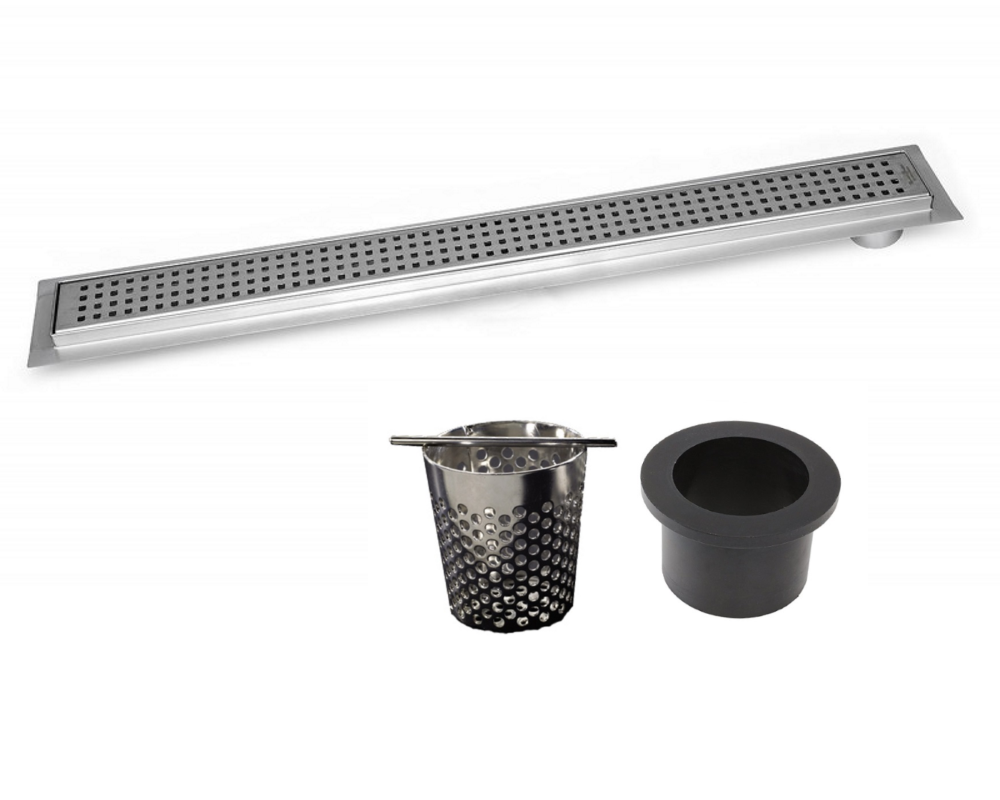 30 Inch Offset Linear Shower Drain, Full Shower Drain Assembly Kit