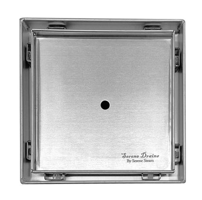 5 Inch Brushed Tile Insert Square Shower Drain with Hair Trap and Base Flange Kit