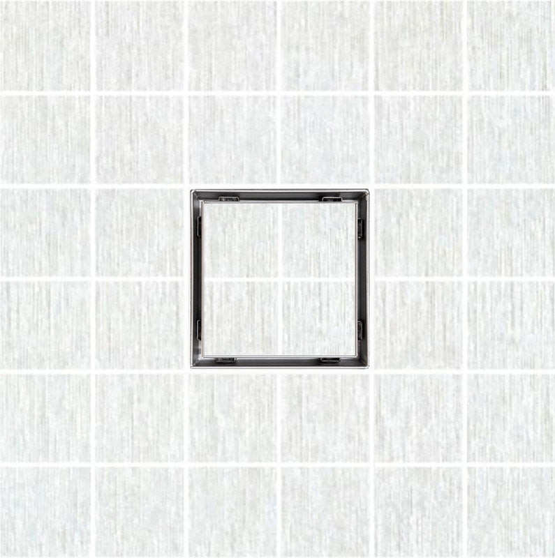 5 Inch Brushed Tile Insert Square Shower Drain with Hair Trap and Base Flange Kit