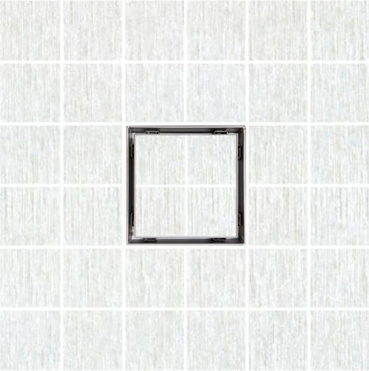5 Inch Brushed Tile Insert Square Shower Drain with Hair Trap and Base Flange Kit