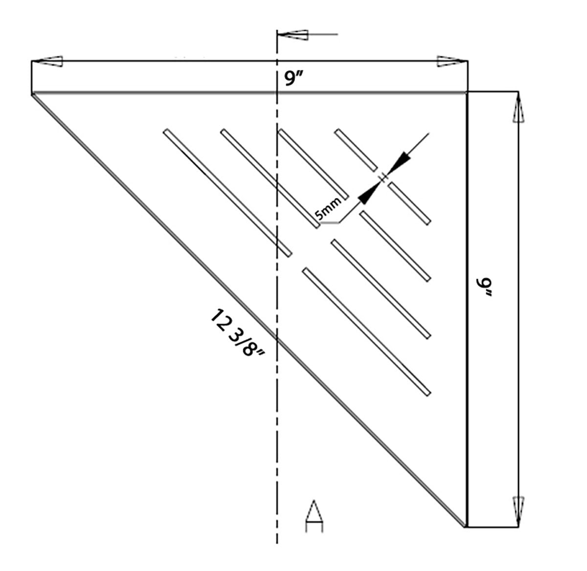 Black Corner Shower Caddy Wall Mounted, 9 Inch Triangle Shower Shelf