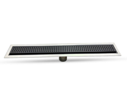 29 Inch Black Linear Shower Drain Square Design, Drains Unlimited