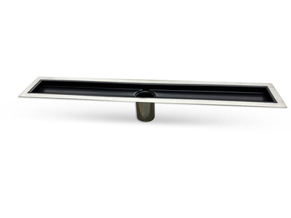 29 Inch Black Linear Shower Drain Square Design, Drains Unlimited