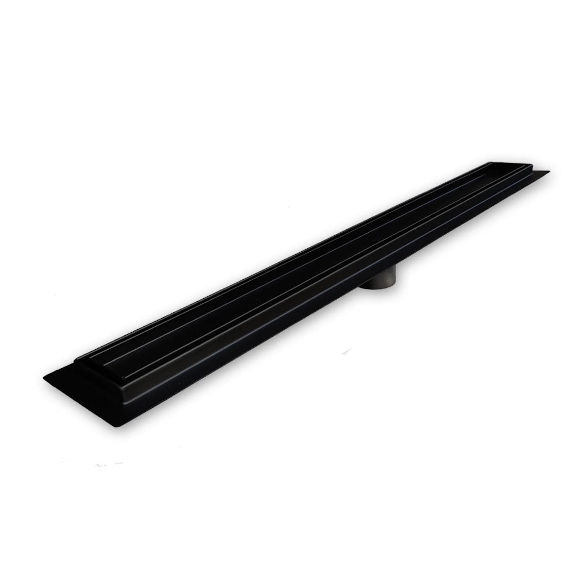 Matte Black Tile Insert Linear Shower Drain Kit with Hair Trap and Flange Base