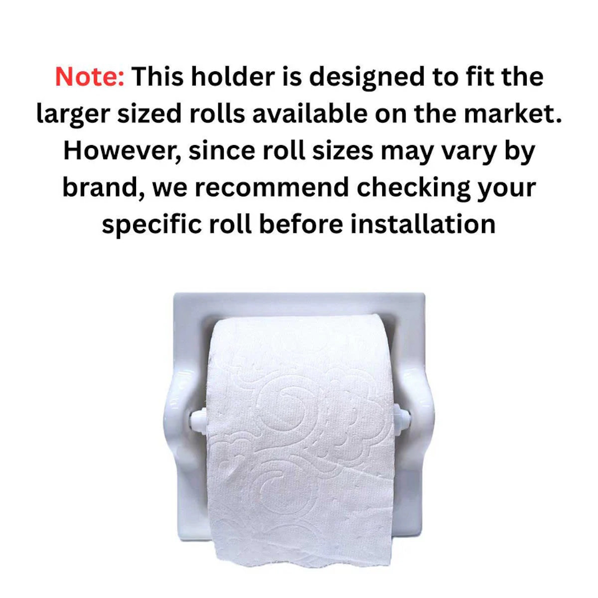 Hartizn® Extra Large Glossy White Ceramic Recessed Toilet Paper Holder, 7x7" Bathroom Tissue Roll