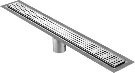 39 Inch Linear Drain Square Design Polished Stainless Steel, Drains Unlimited