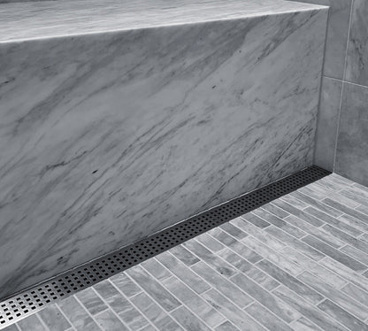 47 Inch Linear Drain Square Design Brushed Stainless Steel, Drains Unlimited