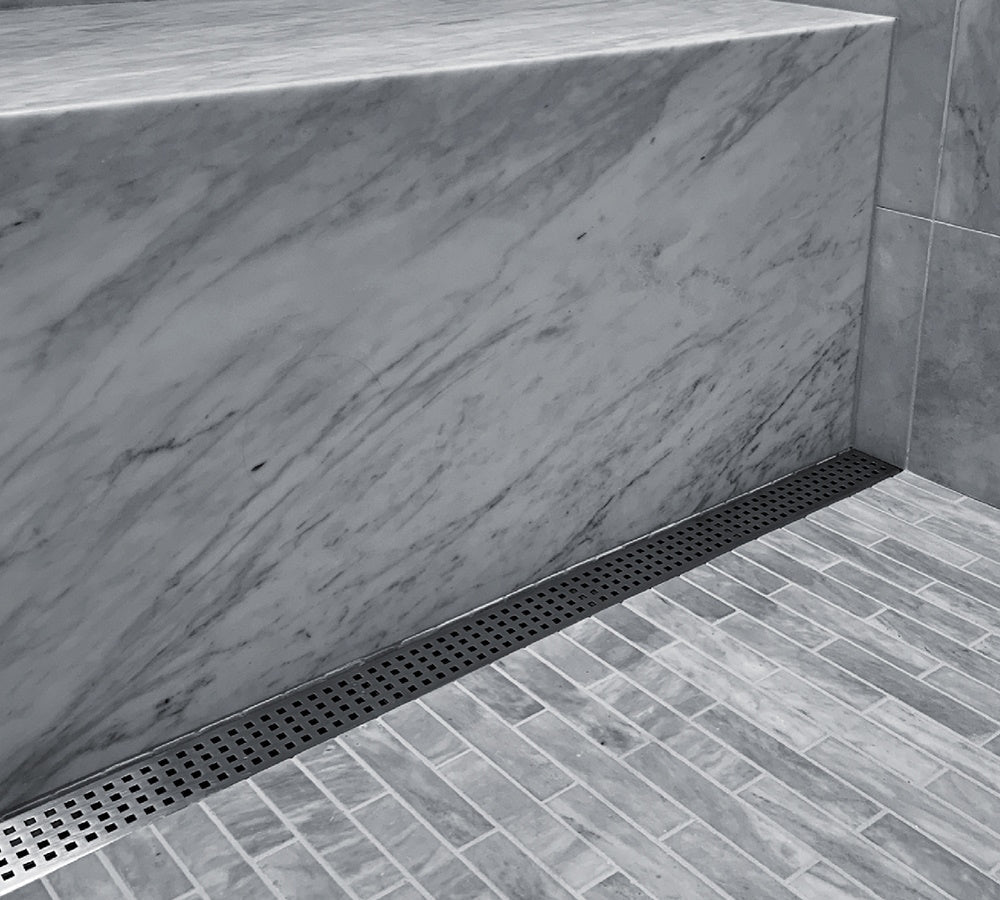59 Inch Linear Drain Square Design Polished Stainless Steel, Drains Unlimited