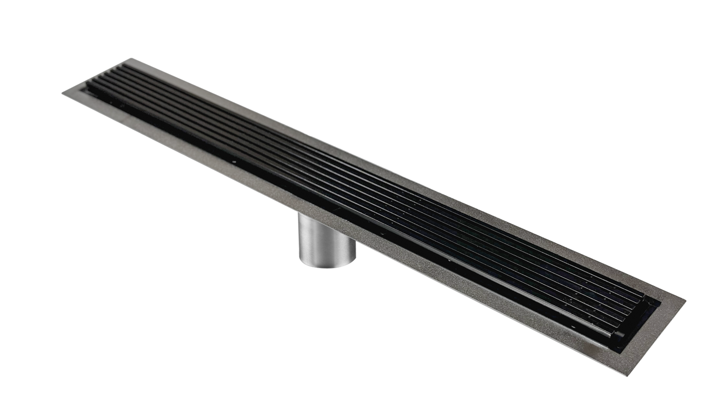 29 Inch Black Linear Shower Drain Wedge Wire Design, Drains Unlimited