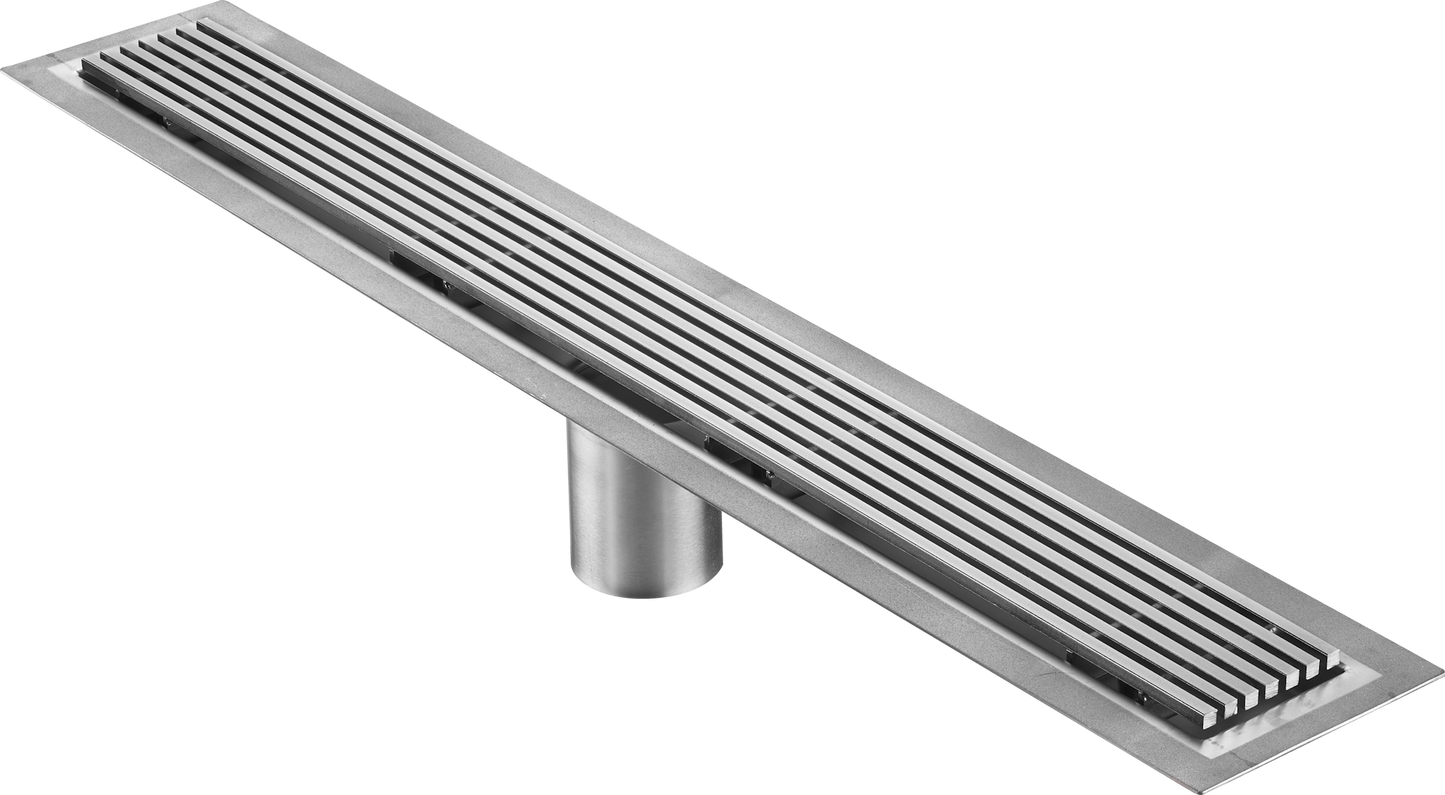 35 Inch Wedge Wire Grate Linear Drain Brushed Stainless Steel, Drains Unlimited