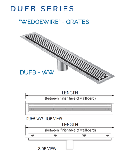 43 Inch Linear Drain Square Design Polished Stainless Steel, Drains Unlimited