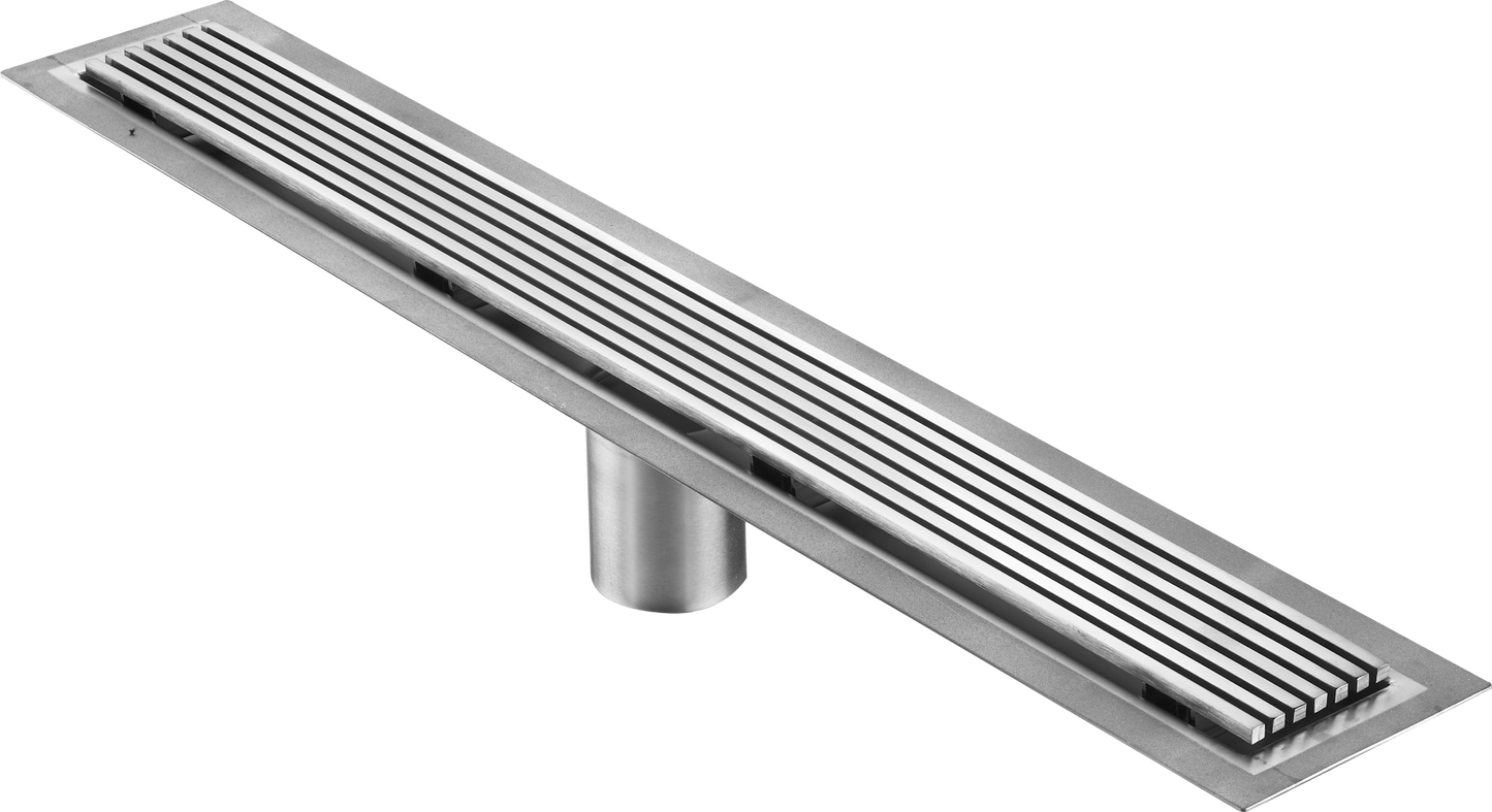 29 Inch Wedge Wire Grate Linear Drain Polished Stainless Steel, Drains Unlimited