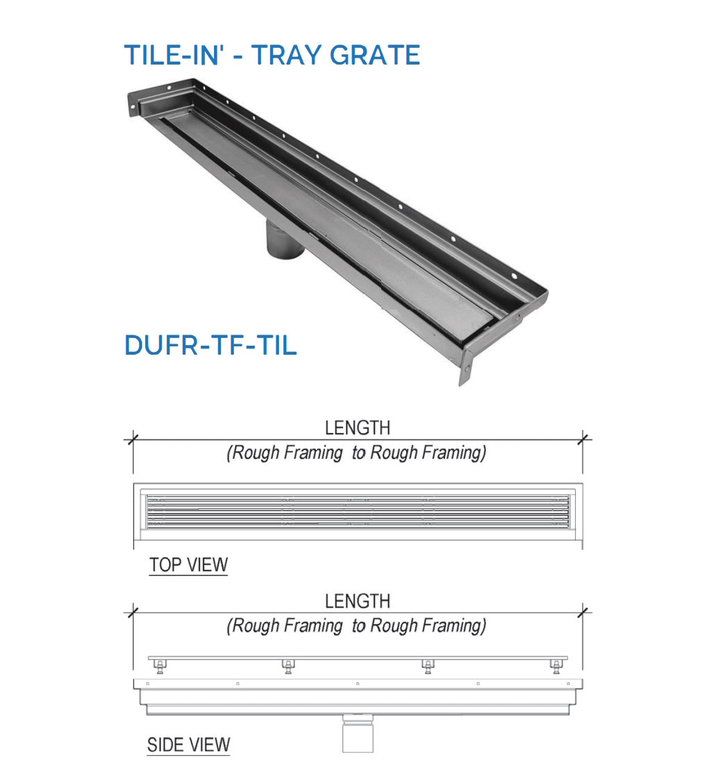 30 Inch Tile Insert Wall-to-Wall Linear Drain with Three Side Flange, Drains Unlimited