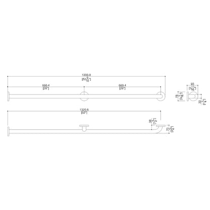 52 Inch Stainless Steel Extra‑Long Wall to Floor Grab Bar, Satin Finish