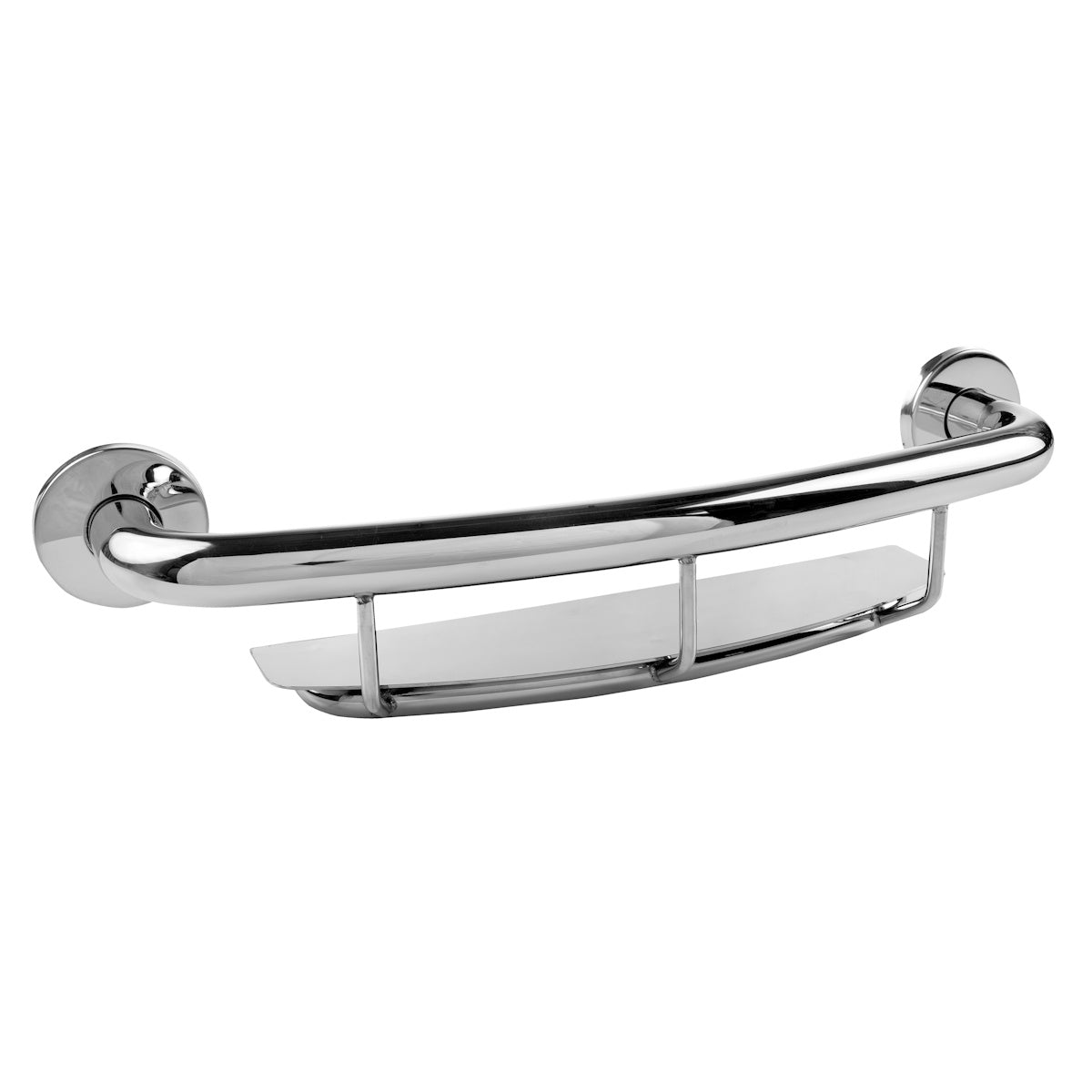 18" Satin Brushed Designer Shower Grab Bar with Built-In Shelf