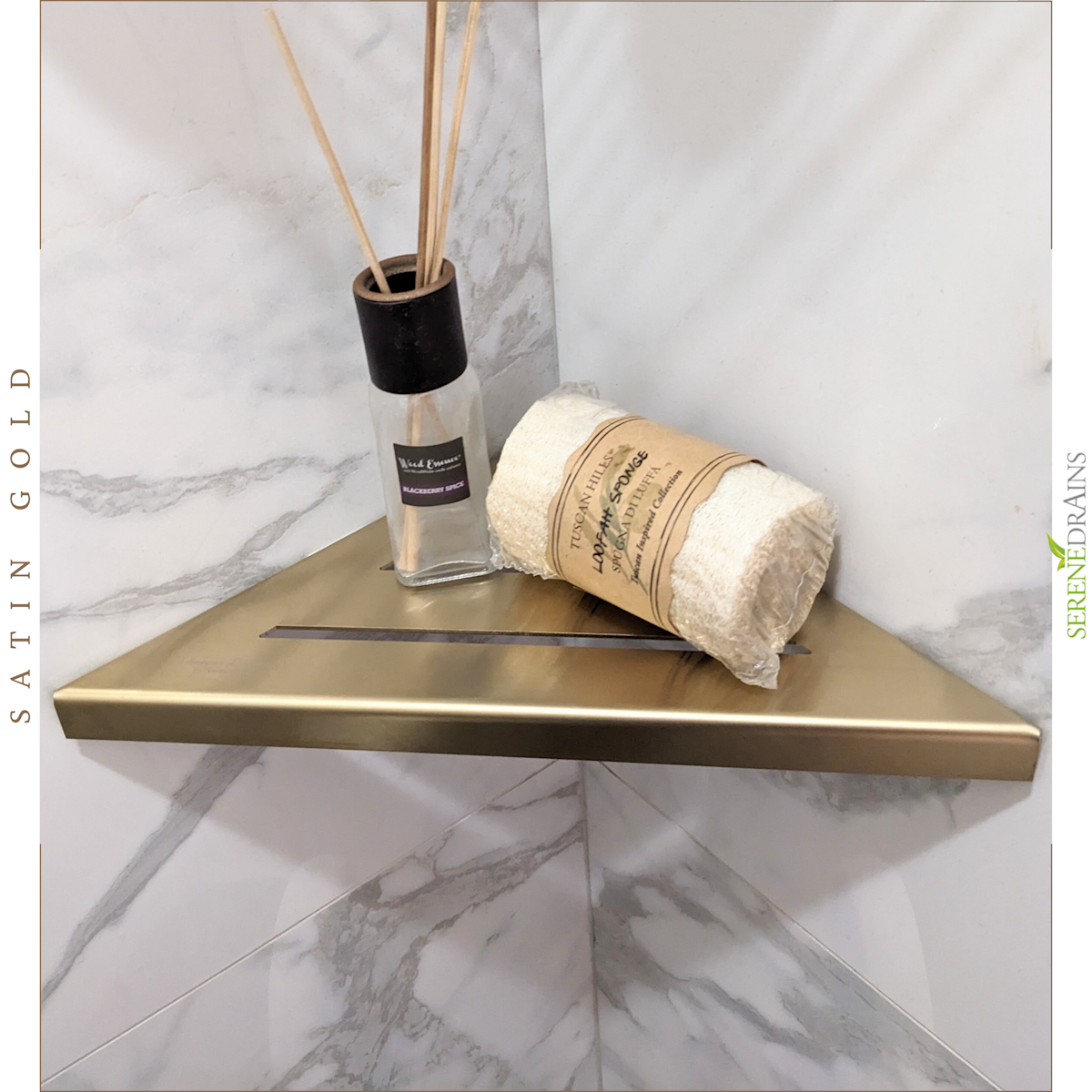 Gold Corner Shower Shelves, 9 Inch Triangle Wall Mounted Shower Shelf