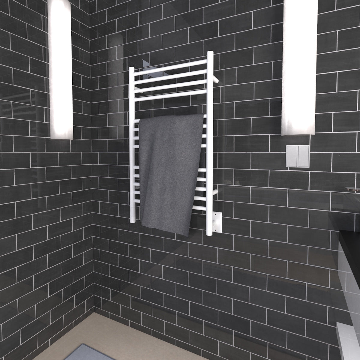 Amba Jeeves C Straight Towel Warmer for Bathrooms, Hardwired, 13 Bars, W 21" H 36"
