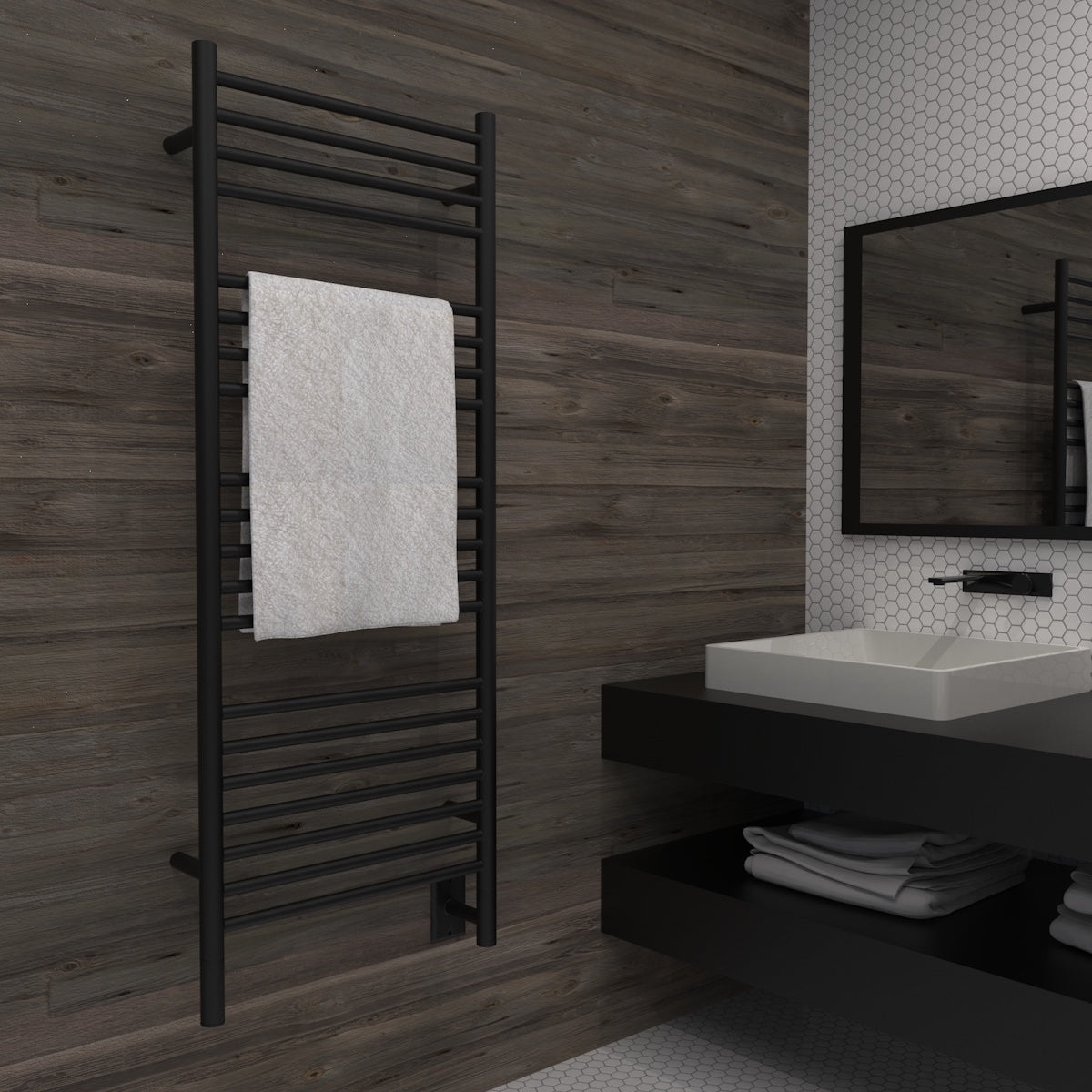 Amba Jeeves D Straight Large Towel Warmer, Hardwired, 20 Bars, W 21" H 53"