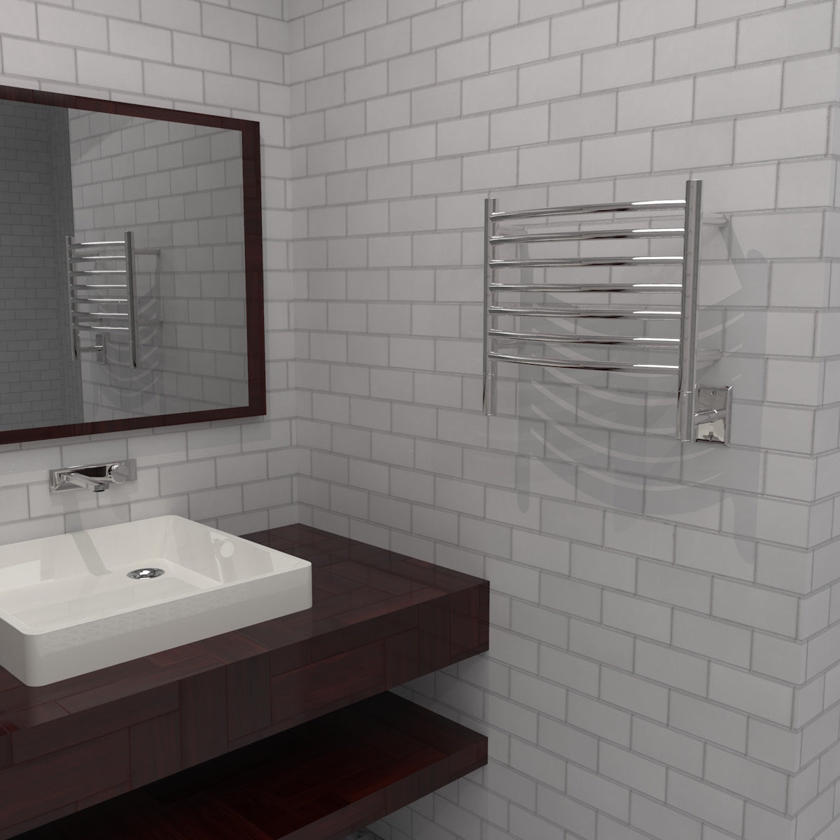 Amba Jeeves H Curved Wall Mounted Towel Warmer, 7 Bars, Hardwired, 21" W x 18" H