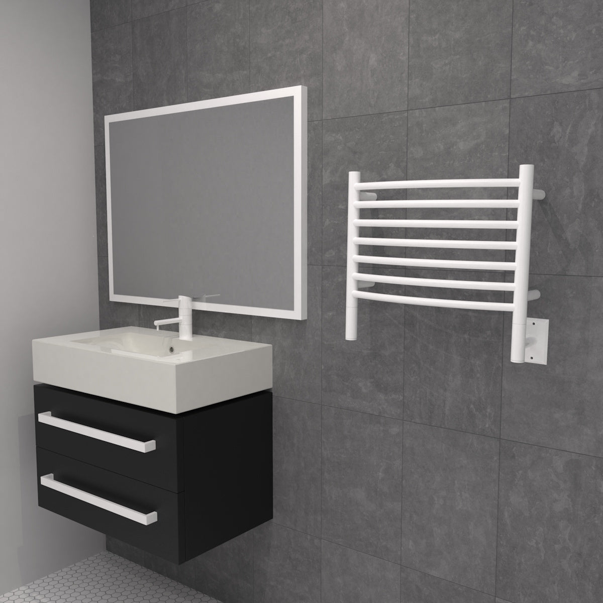 Amba Jeeves H Curved Wall Mounted Towel Warmer, 7 Bars, Hardwired, 21" W x 18" H