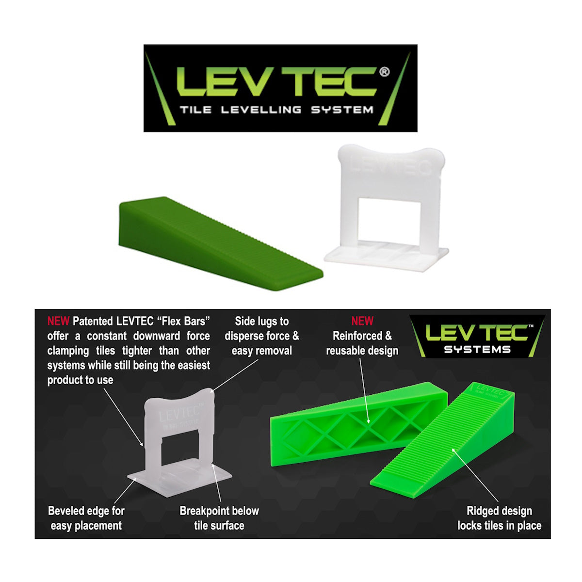 LevTec Tile Leveling Clips – 2000 Bulk Pack for Professional Shower Tile Installation