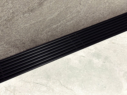 65 Inch Black Linear Shower Drain Wedge Wire Design, Drains Unlimited