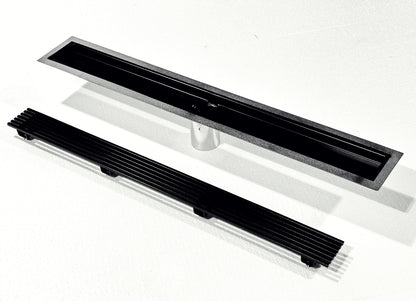 29 Inch Black Linear Shower Drain Wedge Wire Design, Drains Unlimited