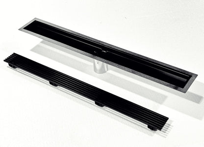 53 Inch Black Linear Shower Drain Wedge Wire Design, Drains Unlimited