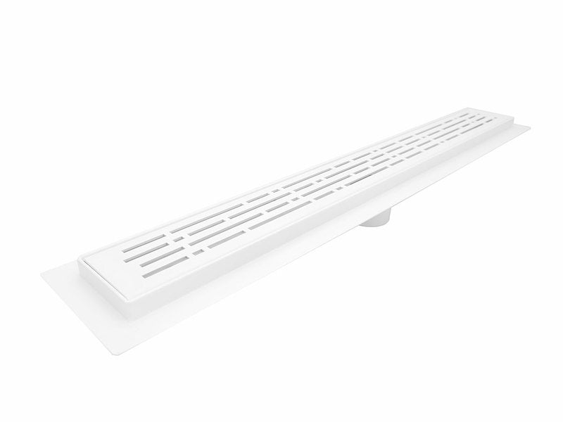 16 Inch Matte White Linear Shower Drain, Broken Lane Design by SereneDrains