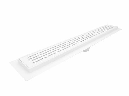 16 Inch Matte White Linear Shower Drain, Broken Lane Design by SereneDrains