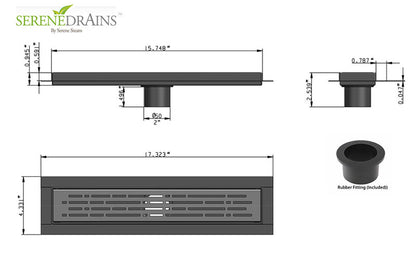 16 Inch Matte White Linear Shower Drain, Broken Lane Design by SereneDrains