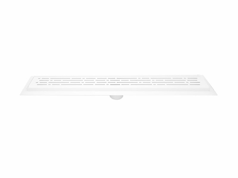 16 Inch Matte White Linear Shower Drain, Broken Lane Design by SereneDrains