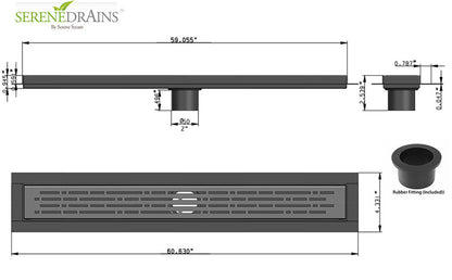 59 Inch Matte White Linear Shower Drain, Broken Lane Design by SereneDrains