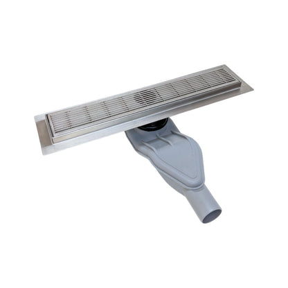 SereneDrains Shower Drain Side Outlet Adapter with Brushed Linear Drain