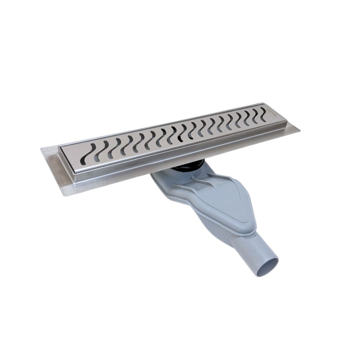 SereneDrains Brushed Linear Drain with Horizontal Side Outlet Adapter Kit