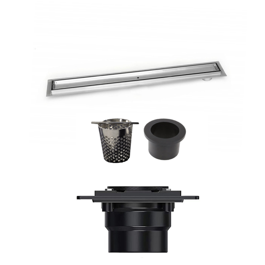 16 Inch Offset Linear Shower Drain, Full Shower Drain Assembly Kit