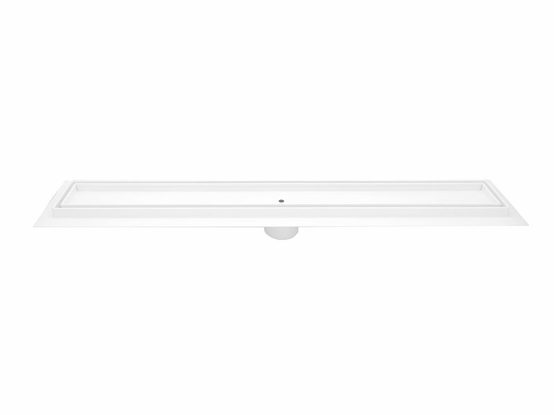 47 Inch Matte White Tile Insert Linear Shower Drain by SereneDrains