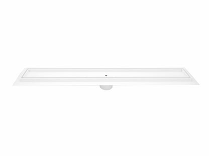 59 Inch Matte White Tile Insert Linear Shower Drain by SereneDrains