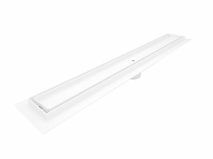 59 Inch Matte White Tile Insert Linear Shower Drain by SereneDrains