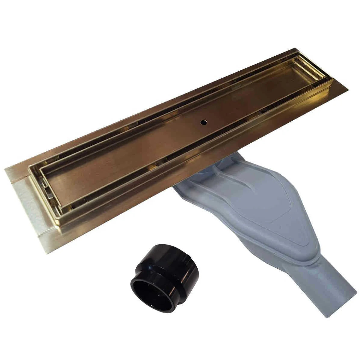 Matte Black Tile Insert Linear Drains with Horizontal Side Outlet Discharge
